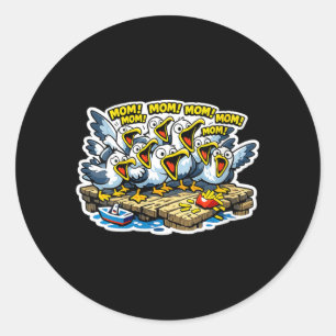 Womens Funny Mum Yelling Seagull Mothers Day Ocean Classic Round Sticker