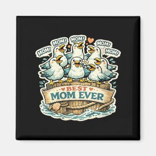 Womens Funny Mum Yelling Seagull Mothers Day Ocean Magnet
