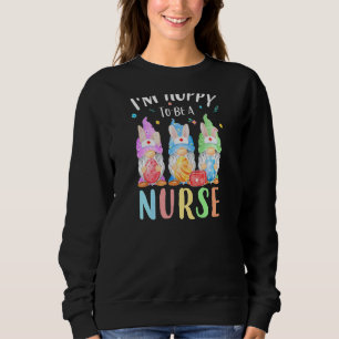 Womens Funny Nurse Gnomes Easter Day Bunny Eggs R Sweatshirt