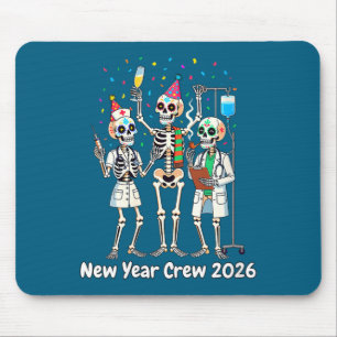 Women's Funny Nurse Skeleton New Year Crew 2026 Er Mouse Pad