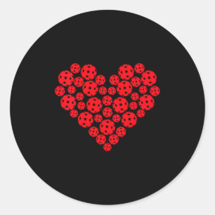 Womens Funny Pickleball Love Heart Shape Valentine Classic Round Sticker