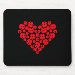 Womens Funny Pickleball Love Heart Shape Valentine Mouse Pad
