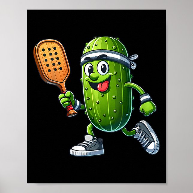 Womens funny pickleball player paddleball pickle poster (Front)