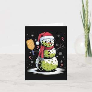 Womens Funny Pickleball Snowman Santa Hat Xmas Coo Card