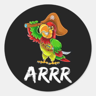 Womens Funny Pirate Parrot With Sabre Halloween Classic Round Sticker