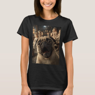 Womens Funny Pug Selfie With Creepy Dolls Spooky T-Shirt