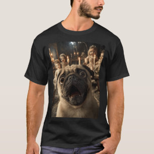 Womens Funny Pug Selfie With Creepy Dolls Spooky T-Shirt