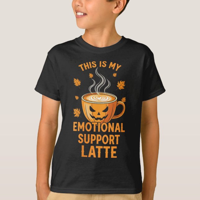 Womens Funny Pumpkin Spice Emotional Support Latte T-Shirt (Front)