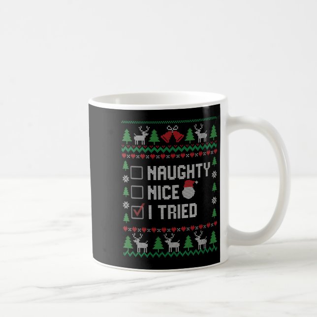 Womens Funny Santa Christmas List Nice Naughty I T Coffee Mug (Right)