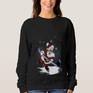 Womens Funny Santa Claus Christmas Tee Ice Hockey 