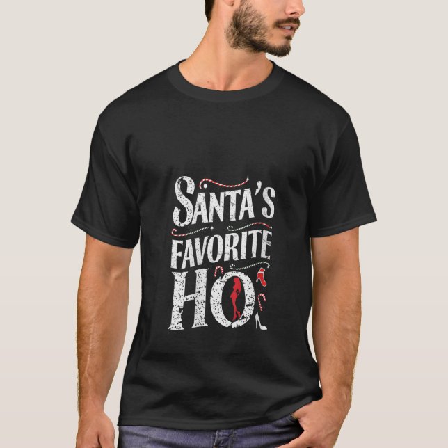 Womens Funny Santas Favorite Ho Inappropriate Chri T-Shirt (Front)