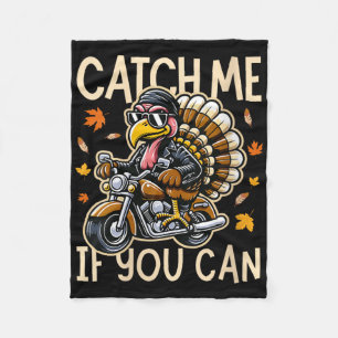 Womens Funny Saying Turkey Riding A Motorcycle Tha Fleece Blanket