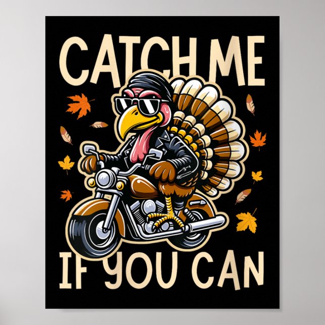 Womens Funny Saying Turkey Riding A Motorcycle Tha Poster (Front)