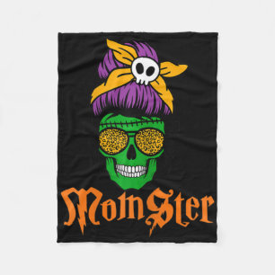 Womens Funny Scary Momster Mum-ster Monster Skull Fleece Blanket