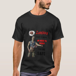 Womens Funny Scary Zombies Eat Brains Halloween V T-Shirt