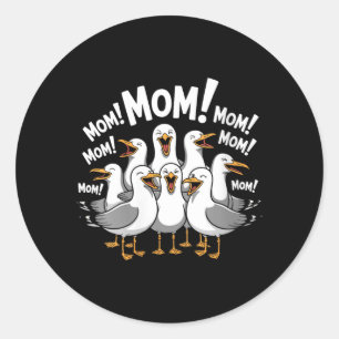 Womens Funny Seagull Mum Beach Ocean Bird Lover Classic Round Sticker