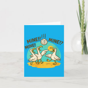 Womens Funny Seagulls Volleyball Beach Cartoon Card