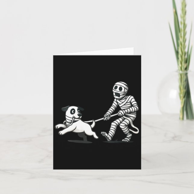 Womens Funny Skeleton Chasing Dog Funny Skeleton Card (Front)