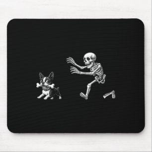 Womens Funny Skeleton Chasing Terrier Dog Mum Mouse Pad
