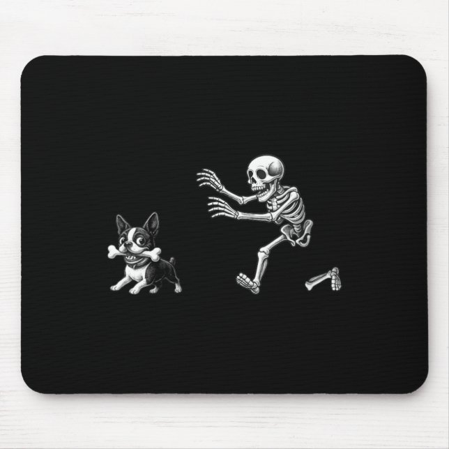 Womens Funny Skeleton Chasing Terrier Dog Mum Mouse Pad (Front)