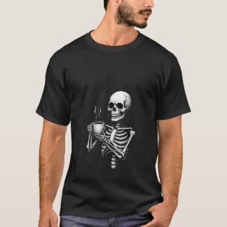 Womens Funny Skeleton Design for Coffee and Tea Lo T-Shirt