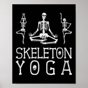 Womens Funny Skeleton Yoga, Halloween V-neck Poster