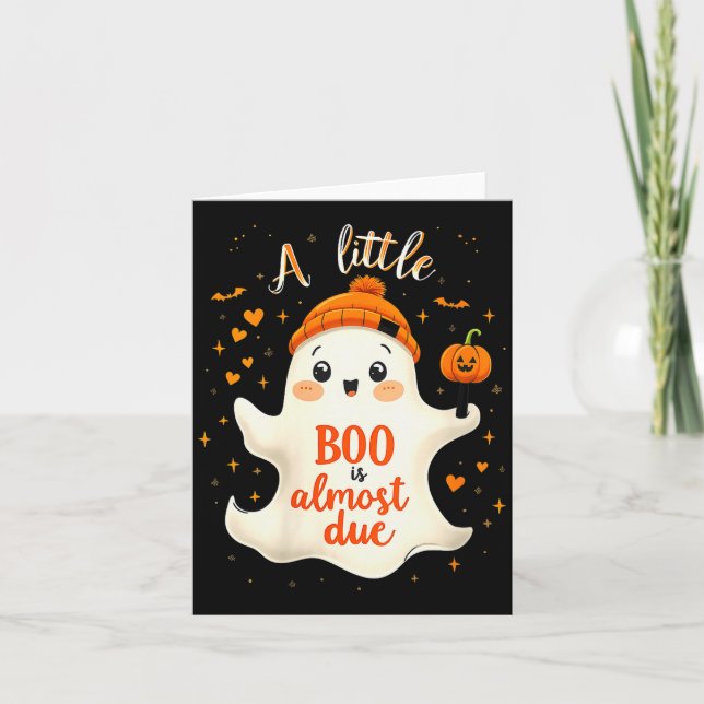 Womens Funny Soky Pregnancy A Little Boo Is Almost Card (Front)