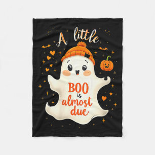 Womens Funny Soky Pregnancy A Little Boo Is Almost Fleece Blanket