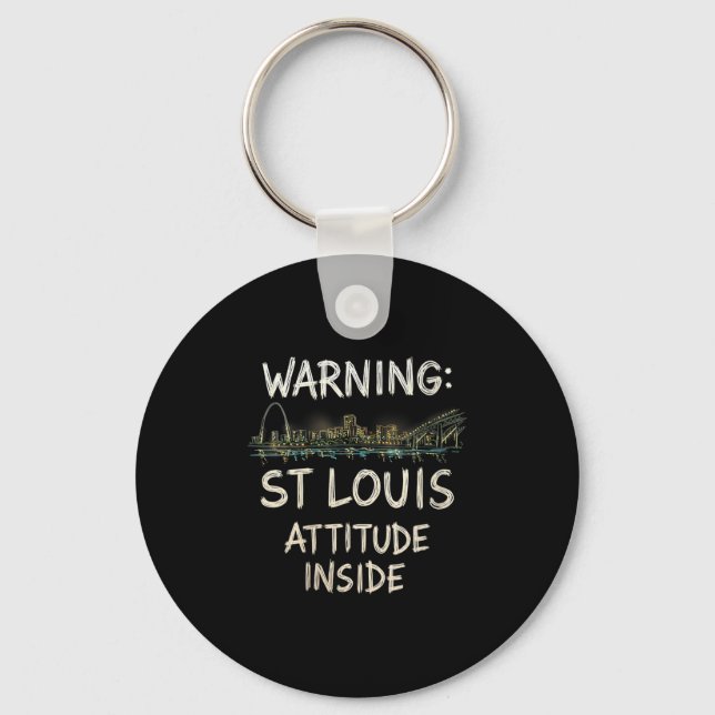 Womens Funny St. Louis Missouri Night Skyline Vint Key Ring (Front)