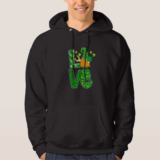 Womens Funny St Patricks Day Outfit Cute Gnomes Lo Hoodie (Front)