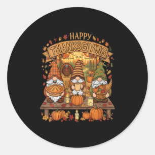 Womens Funny Thanksgiving Gnome Squad With Festive Classic Round Sticker