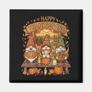 Womens Funny Thanksgiving Gnome Squad With Festive Magnet