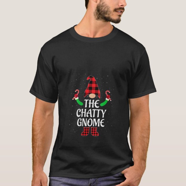 Womens Funny The Chatty Gnome Matching Family Ugly T-Shirt (Front)