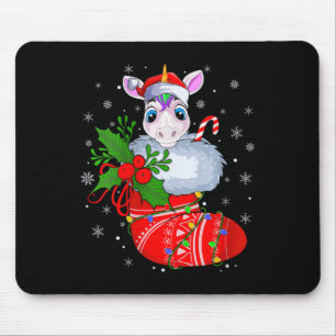 Womens Funny Unicorn In Christmas Socks Santa Clau Mouse Pad