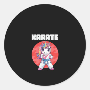 Womens Funny Unicorn Karate Girl Karate Martial Ar Classic Round Sticker