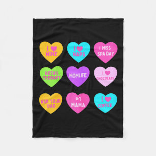 Womens Funny Valentine Conversation Hearts For Mom Fleece Blanket