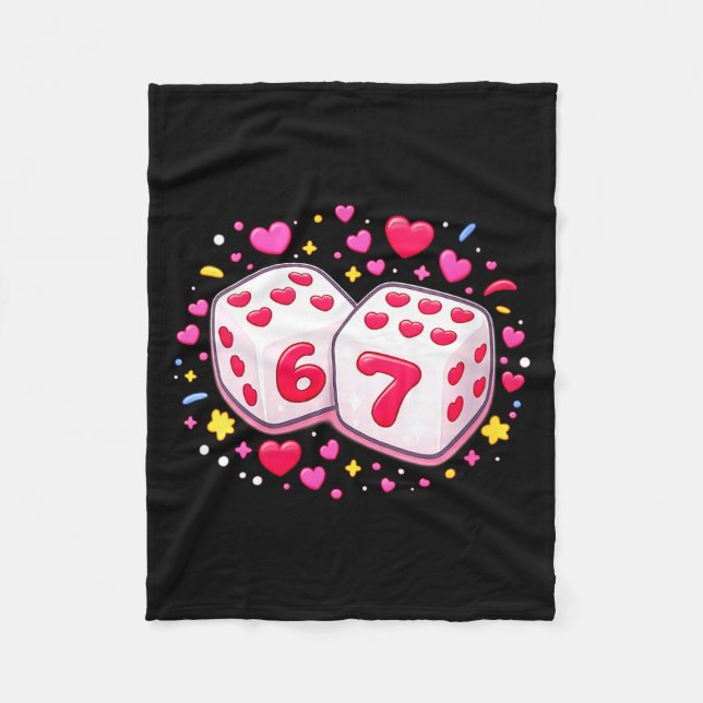 Women's Funny Valentines Day Shirt Cute Dice 67 Me Fleece Blanket (Front)