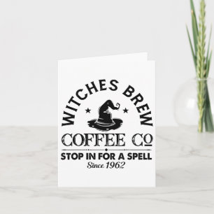 Womens Funny Witch Hat Witches Brew Coffee Hallowe Card