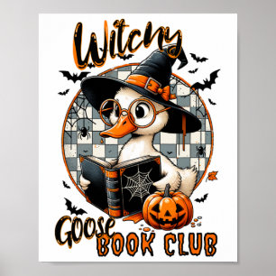 Womens Funny Witchy Goose Book Club Halloween Shir Poster