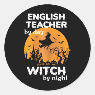 Womens Funny Women English Teacher Halloween Costu Classic Round Sticker