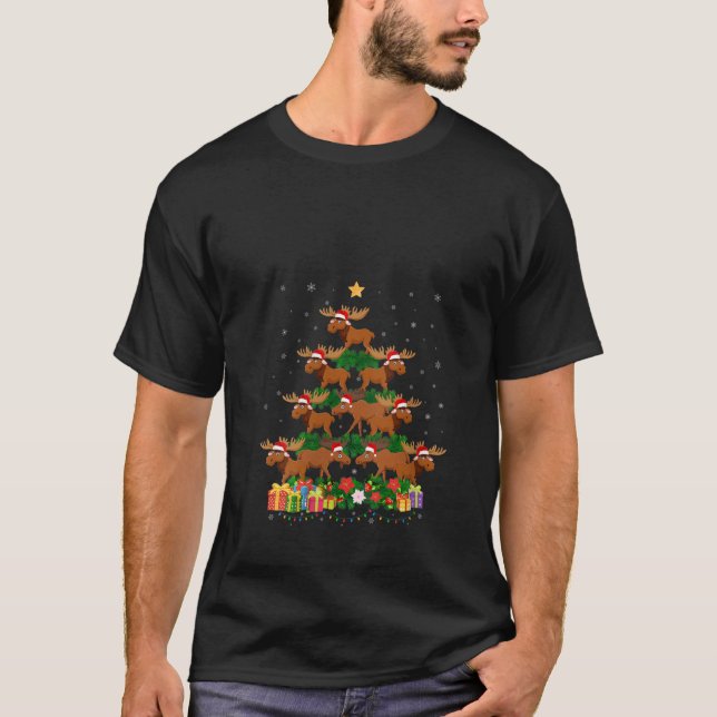 Womens Funny Xmas Outfit for Moose Lovers Ugly Chr T-Shirt (Front)