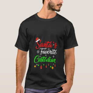 Womens Funny Xmas Santa's Favourite Custodian Chri T-Shirt