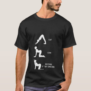 Womens Funny Yoga Cat Cow Unicorn Pilates Exercise T-Shirt