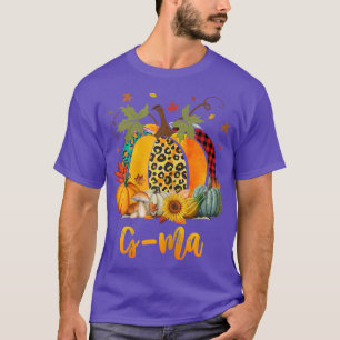 Womens G-ma Pumpkin Leopard Plaid Thanksgiving Fam T-Shirt