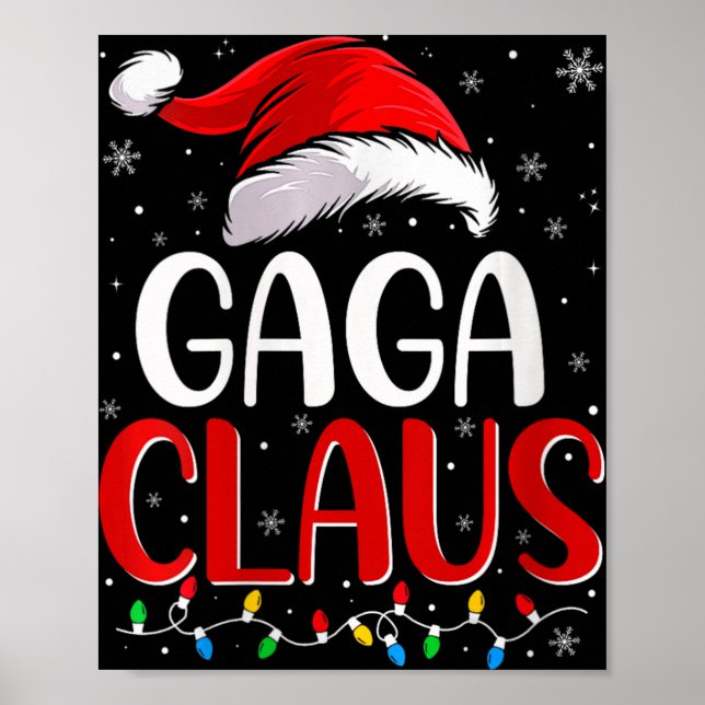 Womens Gaga Claus Christmas Lights Matching Family Poster (Front)