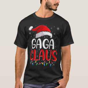 Womens Gaga Claus Christmas Lights Matching Family T-Shirt