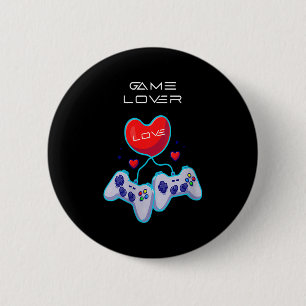 Womens Gamer Couple Love Gamepad Heart Humor Theme 6 Cm Round Badge
