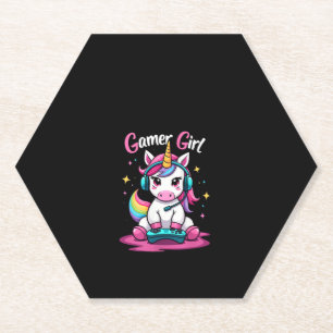 Womens Gamer Girl Gamer, Unicorn, Colorful Tank To Paper Coaster