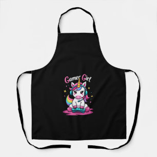 Womens Gamer Girl Gamer, Unicorn, Colourful Tank T Apron