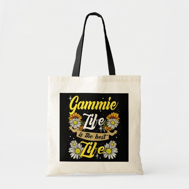 Womens Gammie Life Is The Best Life Sunflower Tote Bag (Front)